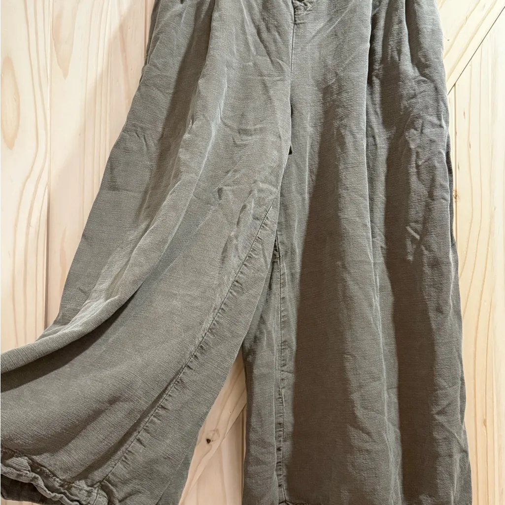 Anthropologie - Olive Green Wide-Leg Crop Pants - XS - Image 4