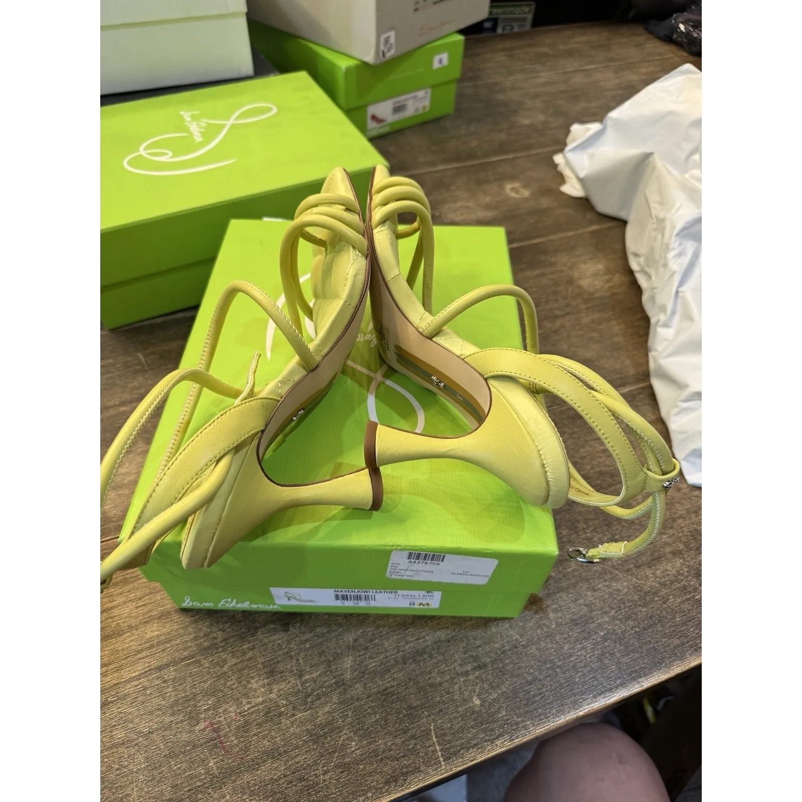 Sam‎ Edelman MAVEN PADDED STRAPPY HEEL In Kiwi Leather Size 8 Sandal - Image 8