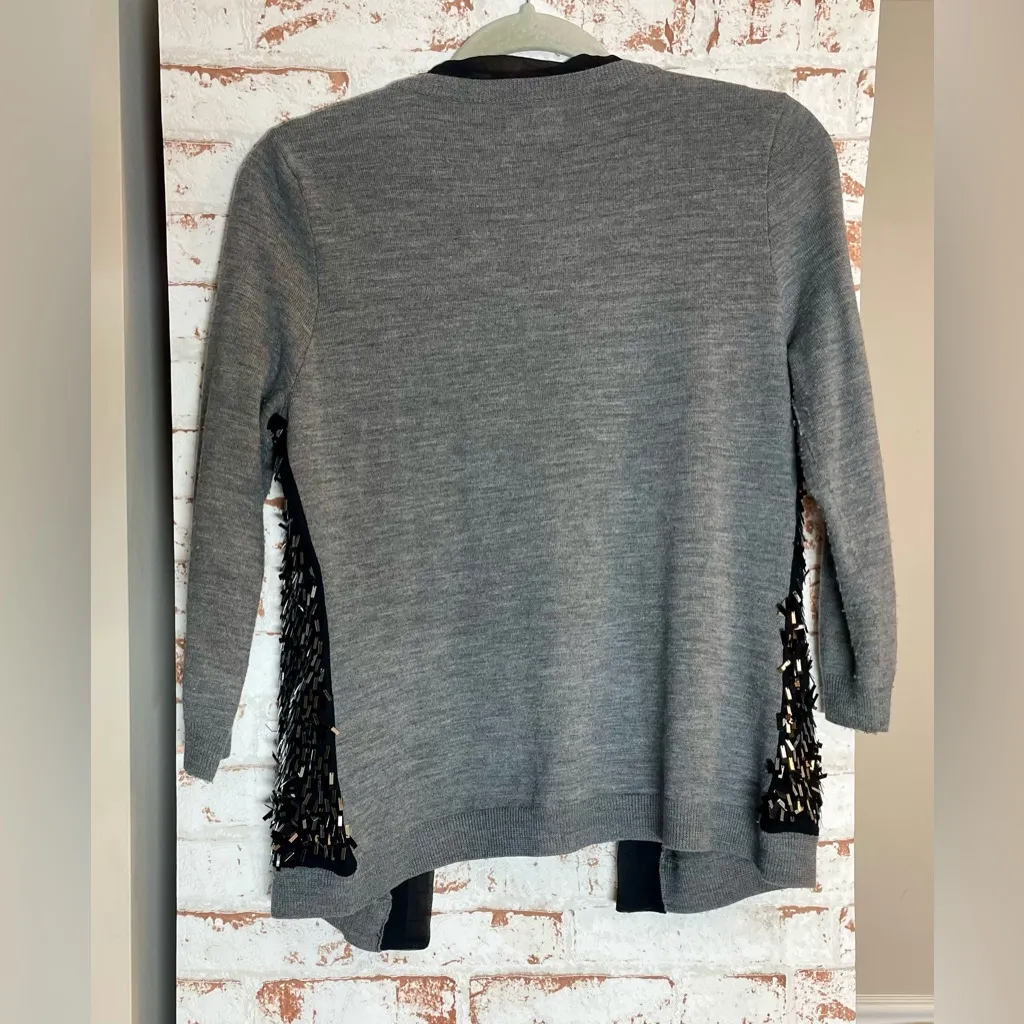 Kate Spade Gray and Black Sequin Cardigan - Image 4