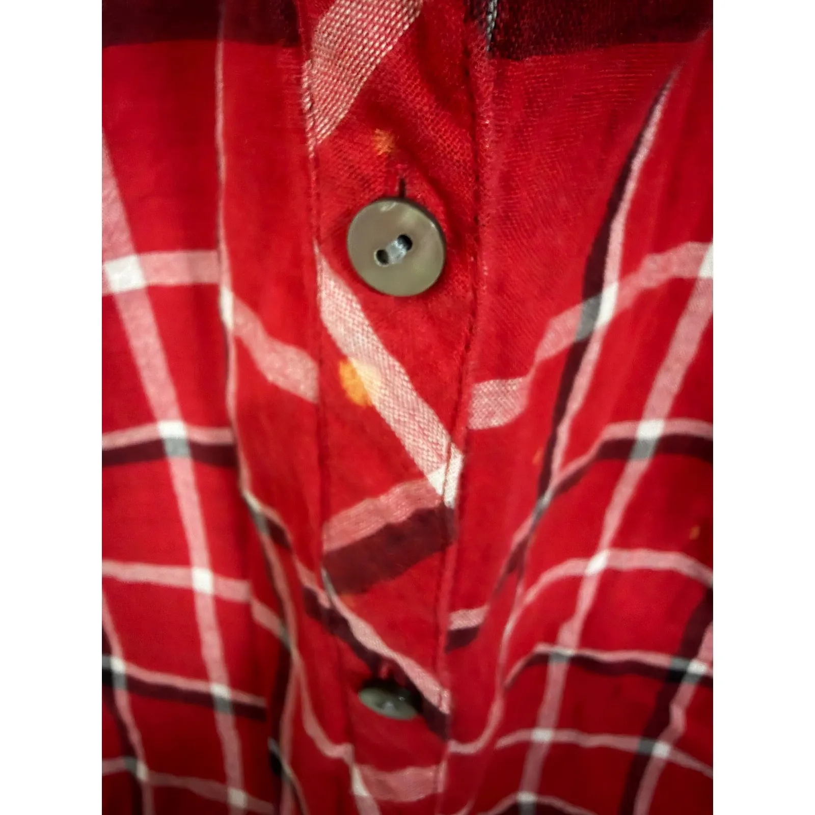 J. Jill Red Double Plaid Tunic Style Button Down Size Small Holiday Christmas - Image 5