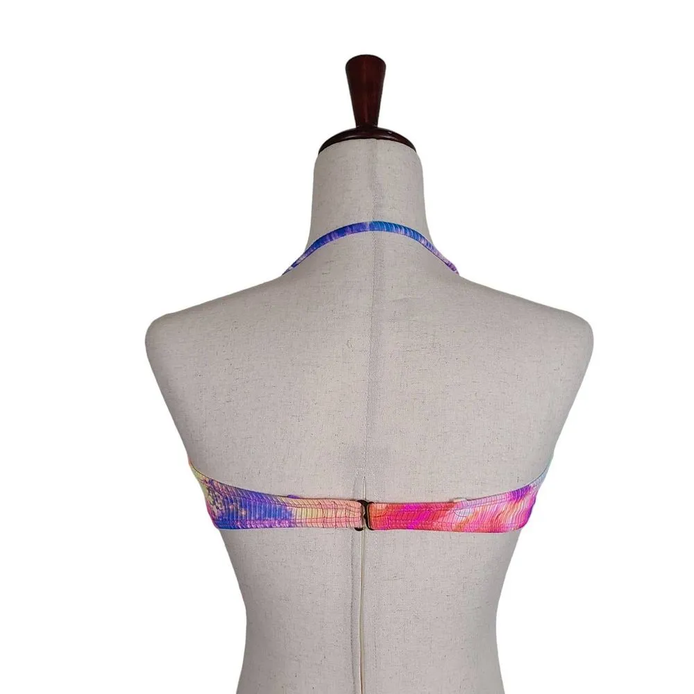 TiniBikini Bikini Swimsuit Swim Top Knot Tie Front Bow Tie Dye Size Small - Image 5