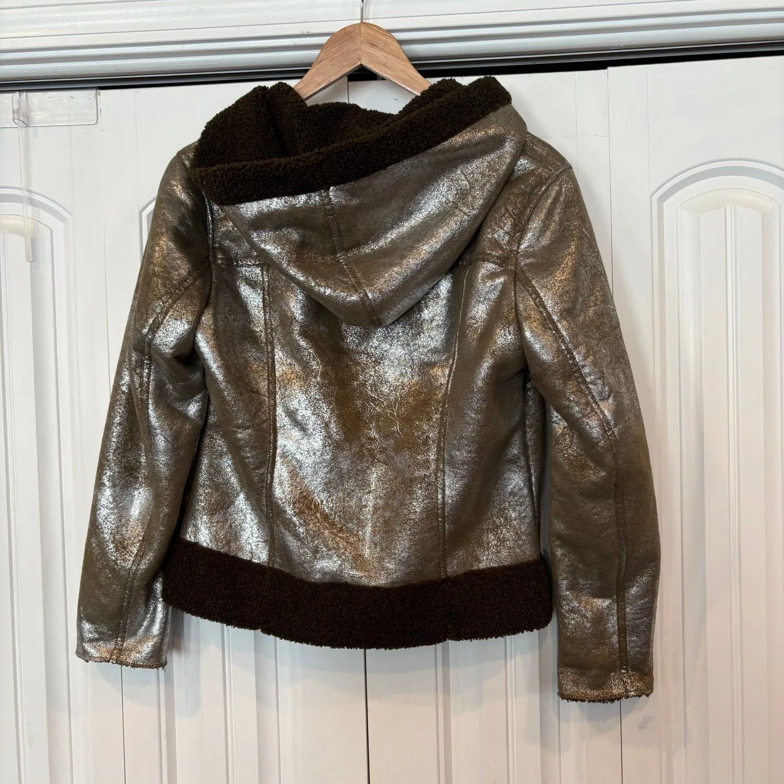 Rebecca Elliot Metallic Gold And Brown Hooded Jacket Size Small‎ - Image 2