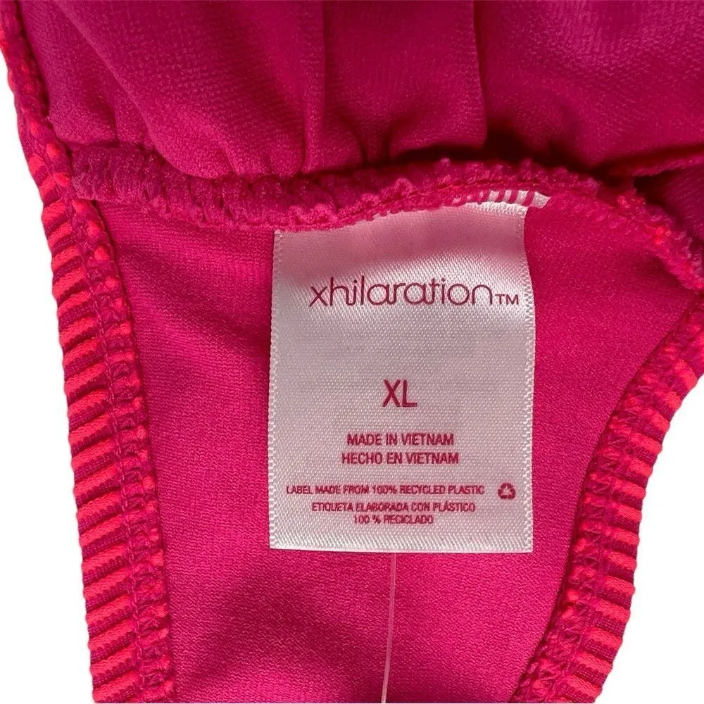 Xhilaration Neon Pink Orange Ribbed Swim Bikini Top Size XL - Image 4