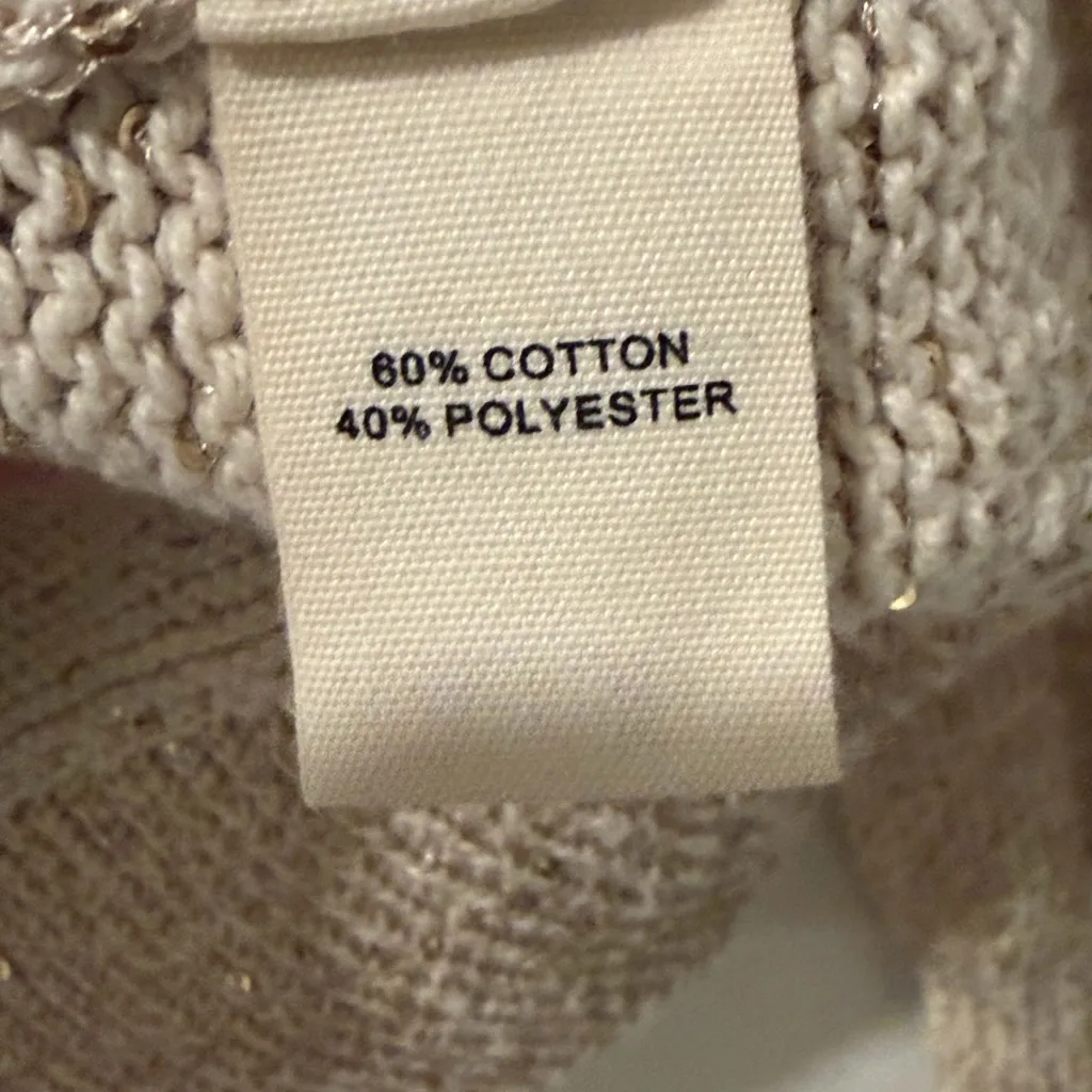 Marled Metallic Knit Cardigan Champagne Gold Sequins Button size medium NWT - Image 5