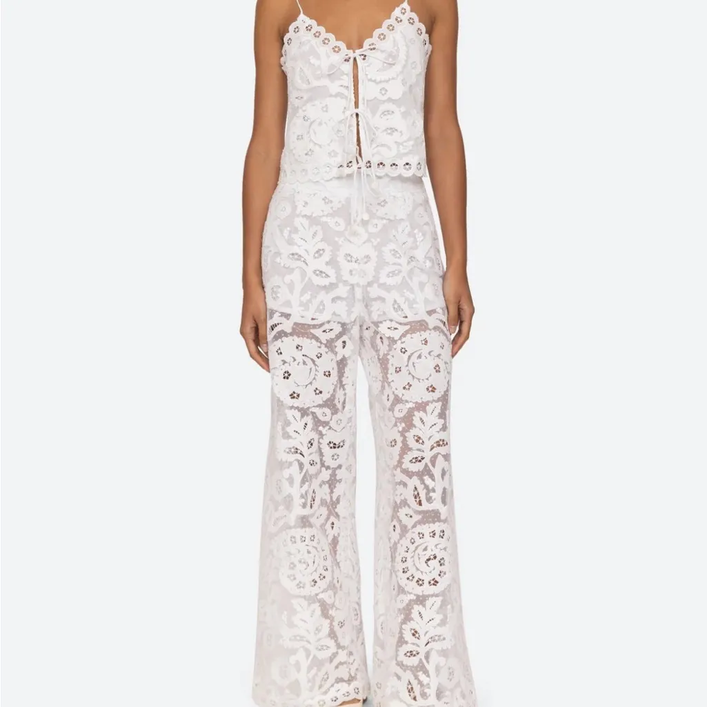 NWT Sea New York Lovina Lace Cami Camisole Tie Front Top Blouse Cream White XS - Image 5