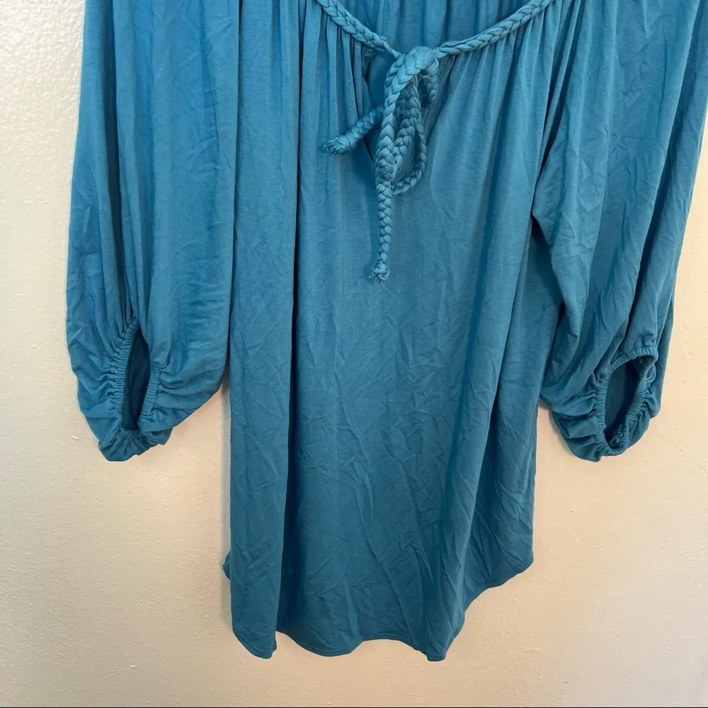 Karen Kane Braided Tie Neck Top Sky Blue - Image 5