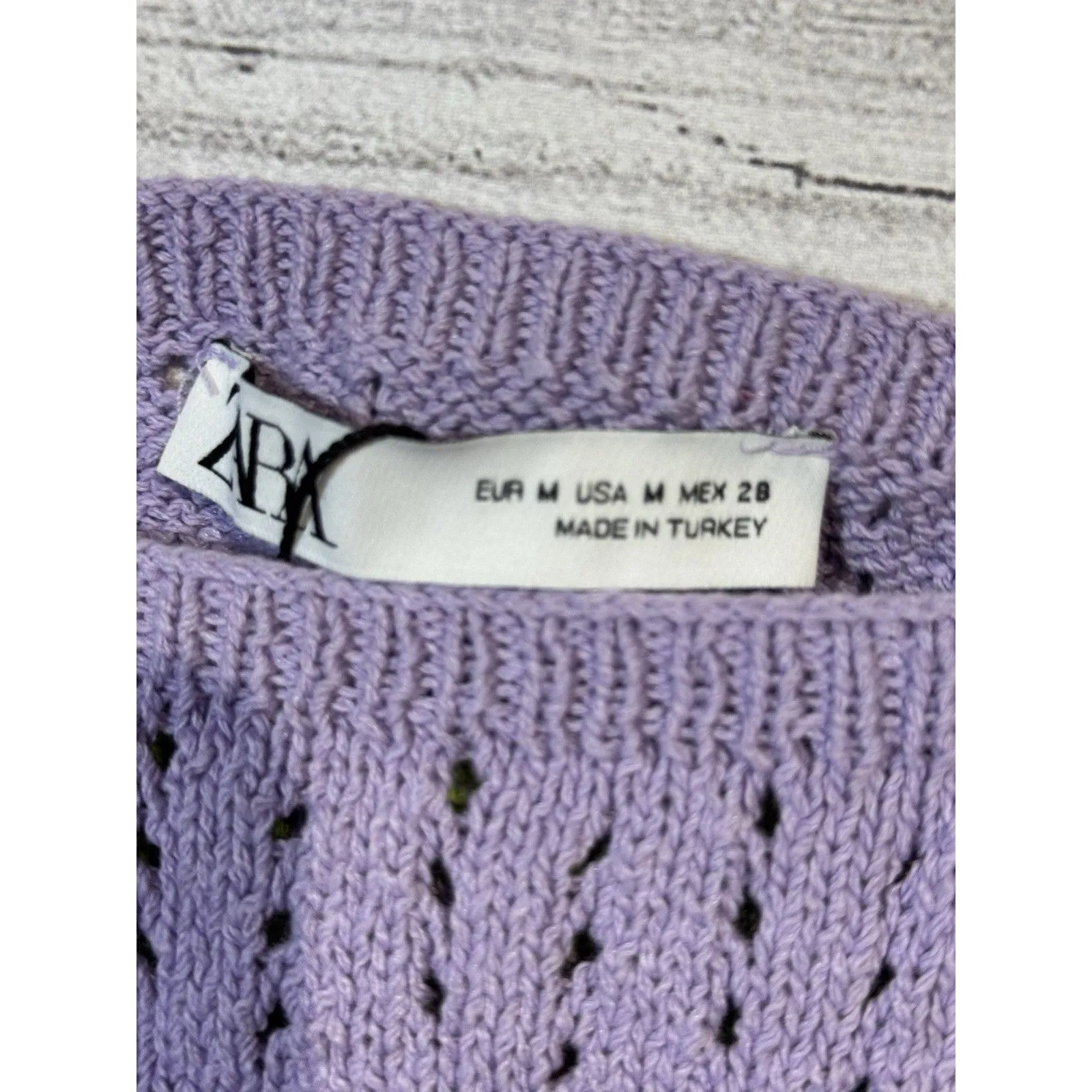 NEW Zara Womens Sweater Crop Cami Tank Top S Purple With Cherries SIZE M - Image 4