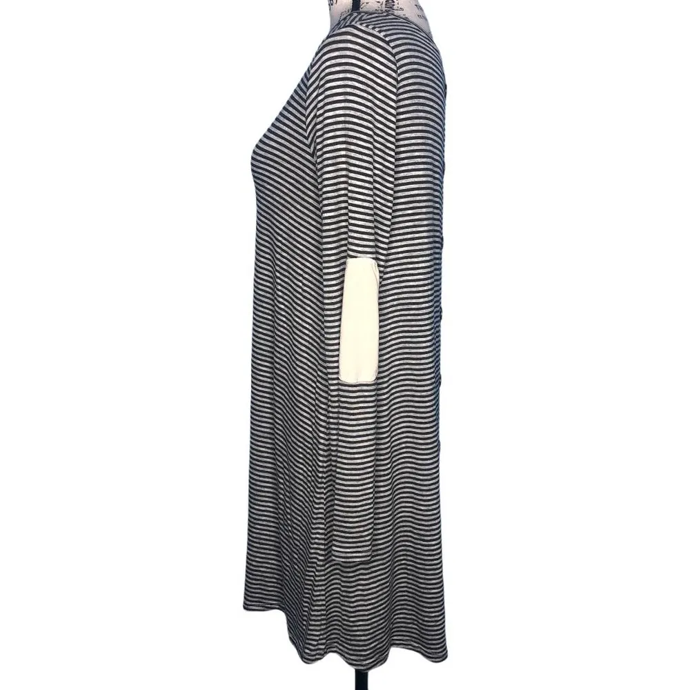 Sweet Claire MEDIUM Striped Elbow Patch Back Button Long Sleeve T-shirt Dress - Image 51