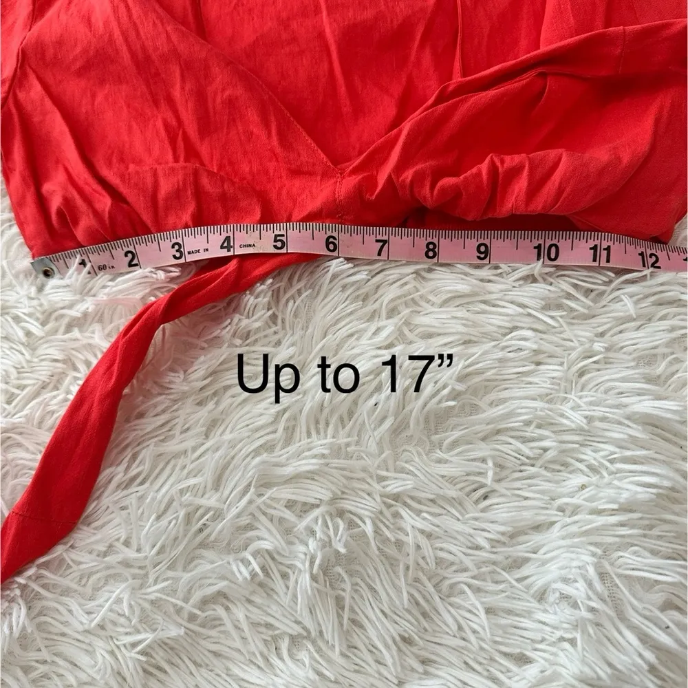 ZARA Red Linen Wrap Crop Top | Size M - Image 9