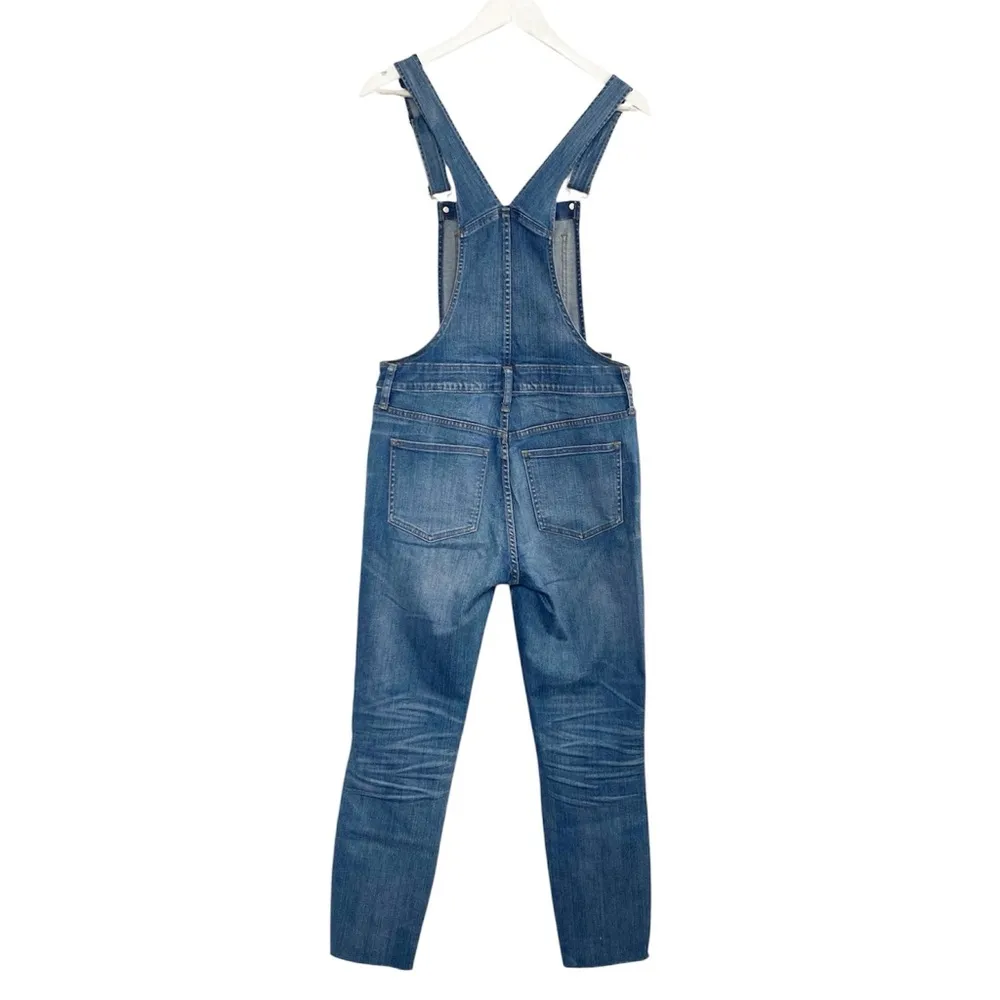 Madewell Indigo Skinny Overalls Denim Classic Workwear Ankle Raw Hem - Image 8