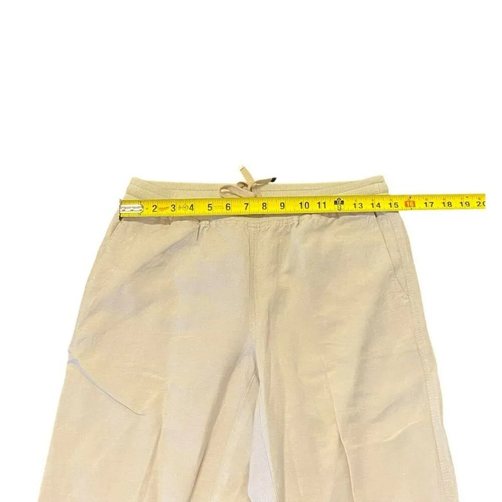 J. Jill Linen Blend Roll Up Pants XS Beige Pockets Drawstring - Image 5