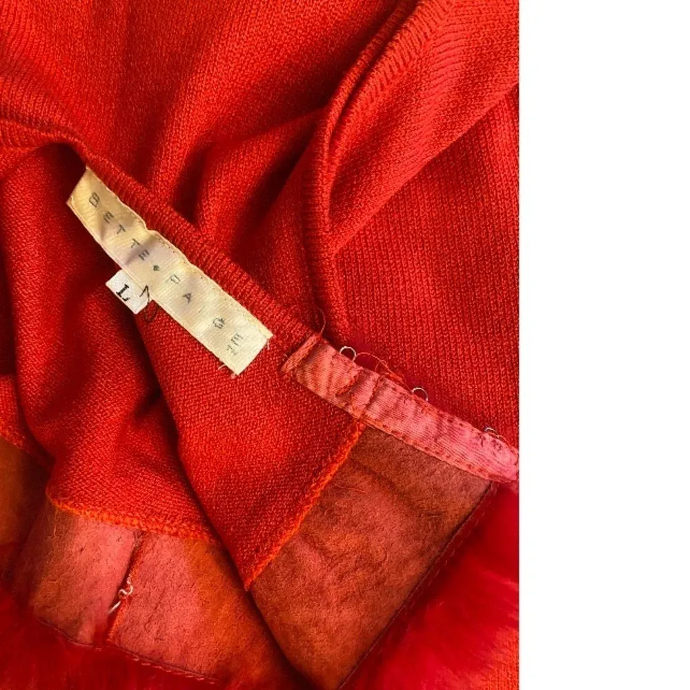 Bette Paige Fur Trim Sleeveless Sweater​ Red Size L - Image 6