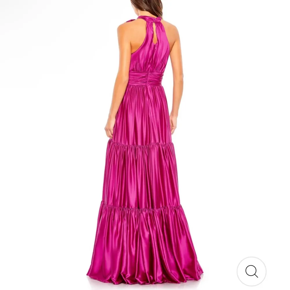 RUFFLE TIERED SOFT TIE HALTER NECK GOWN - Image 2
