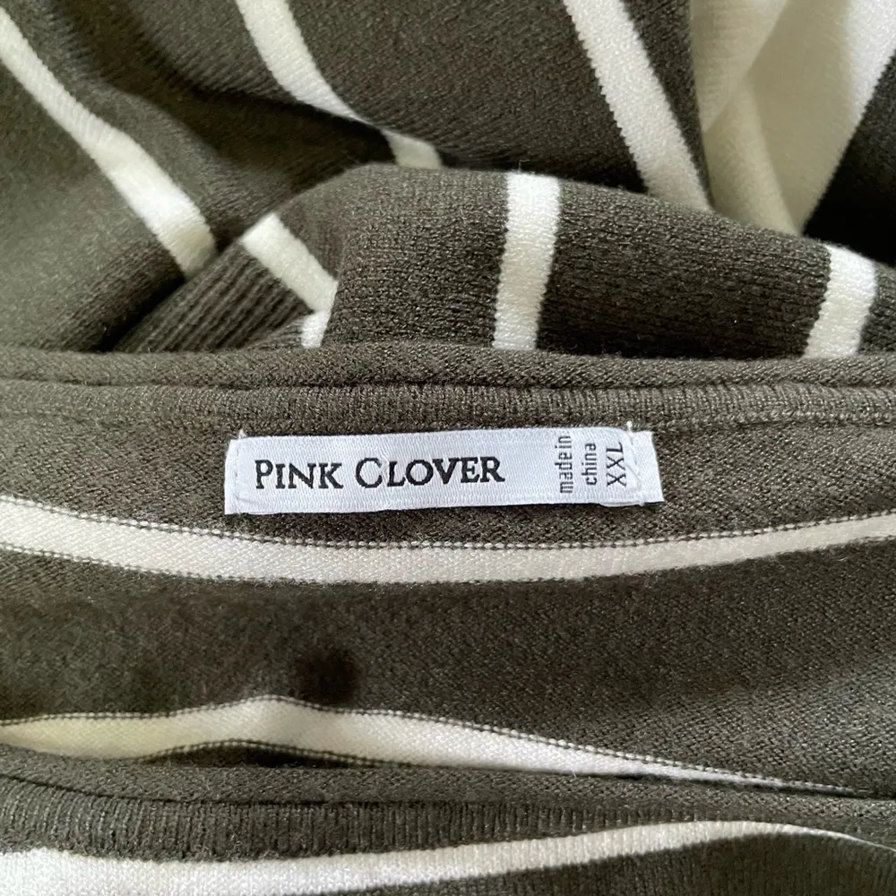 New  Valencia Curved Hem Striped Sweater Olive Green Ivory Size XXL - Image 13