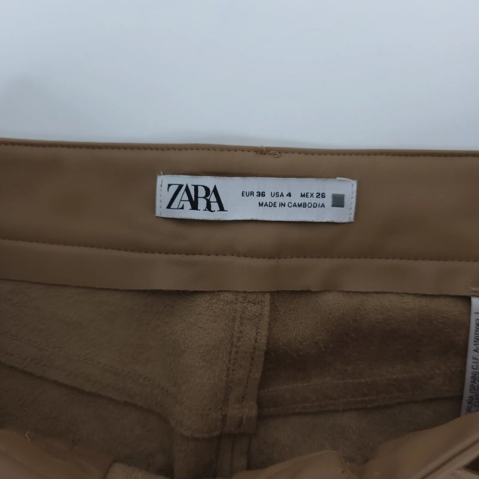 Zara Pants Womens 4 (27x25.5) Vegan Brown Faux Leather Flare Mid Rise - Image 7