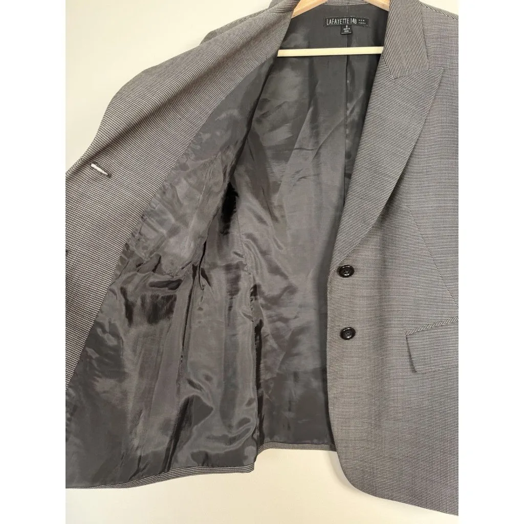 Lafayette 148 New York 100% Virgin Wool Blazer Size Women's Size 8 Career Office Black - Image 4