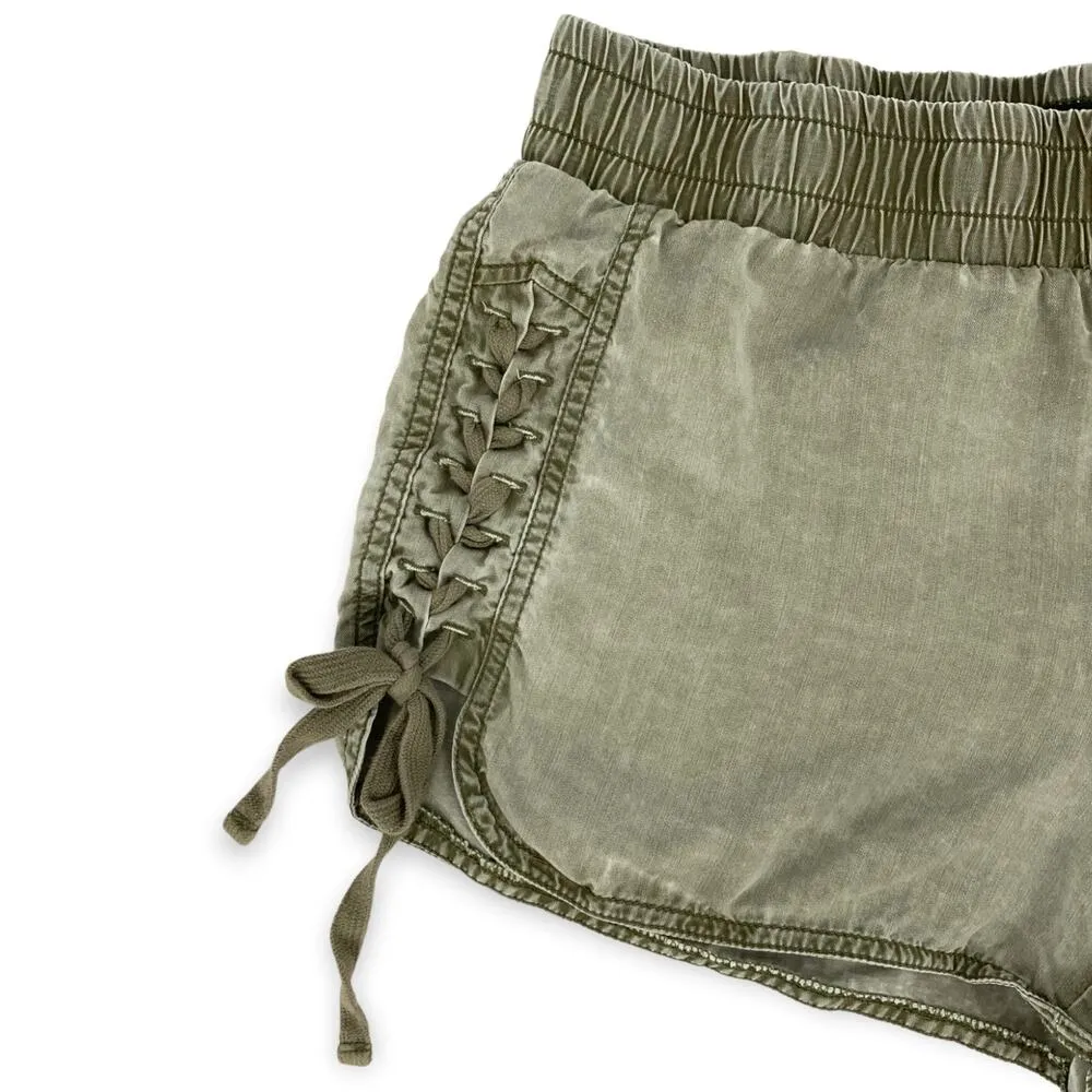 Express | XS | Olive Green Side Lace Tie Shorts - Image 2