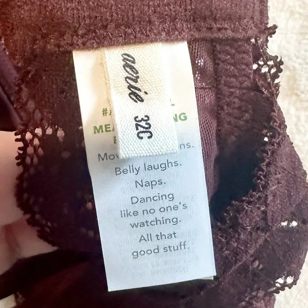 NWT Aerie Real Happy Wireless Lightly Lined Candy Lace Bra in Royal Berry - 32C - Image 4