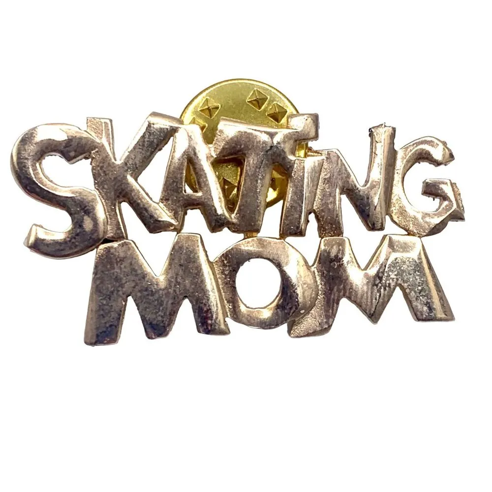 SKATING MOM Gold Tone Pin Brooch Collectable New Capital Print 2” X 0.75” - Image 4