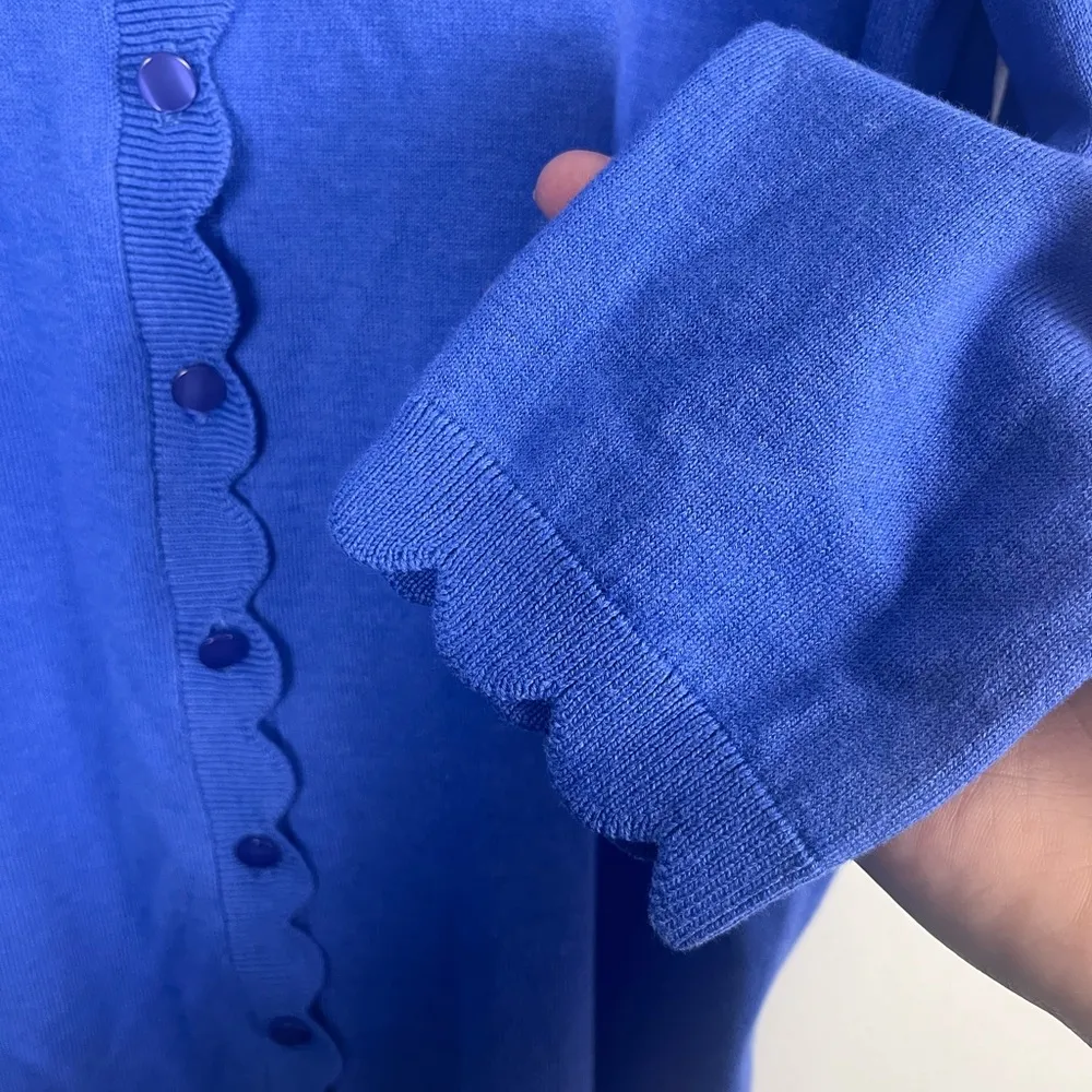 Talbots NWT CHARMING CARDIGAN - SCALLOP EDGE Blue size medium - Image 2