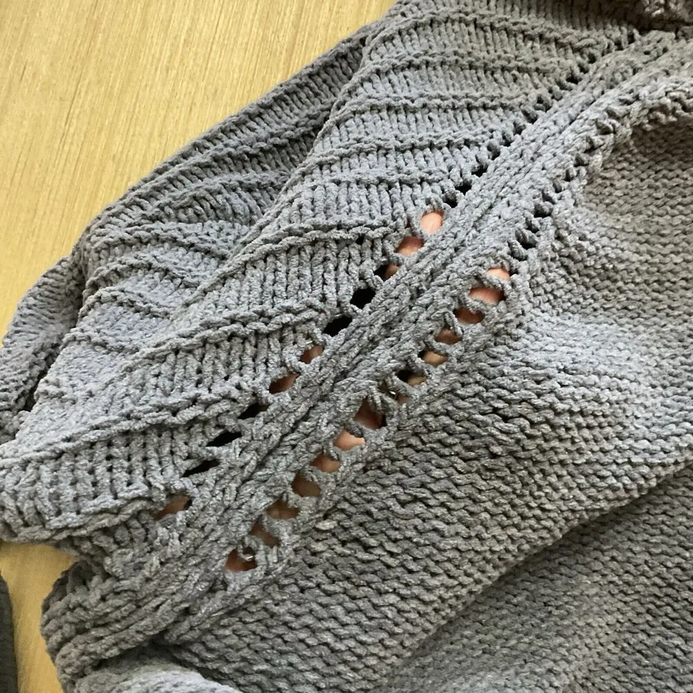 Terra & Sky Cable Knit Chenille Mock Neck Gray Sweater Size 1X - Image 7