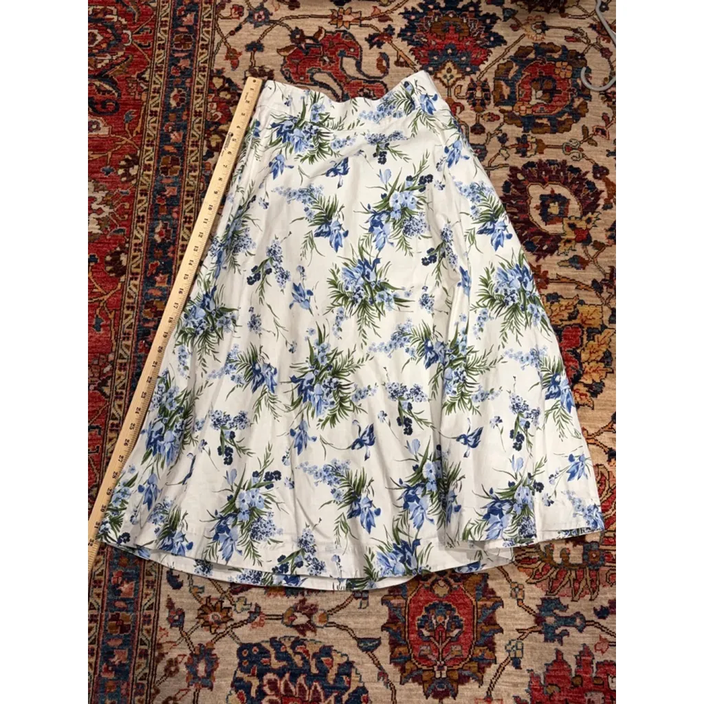 Veronica Beard Floral Cotton Matching Set Ashlynn Top & Arwen Midi Skirt 6 - Image 10