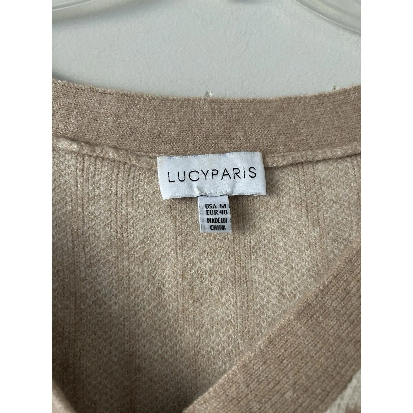 Lucy Paris Zebra Patterned Tan & Cream Cropped Cardigan Size Medium Soft Cozy - Image 7