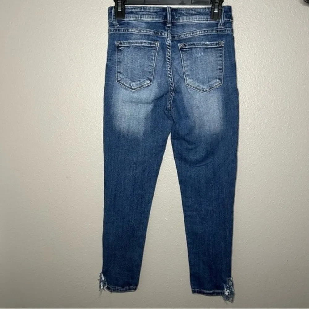Kancan Valerie mid rise ankle frayed hem skinny stretch jeans women's size 27 - Image 6
