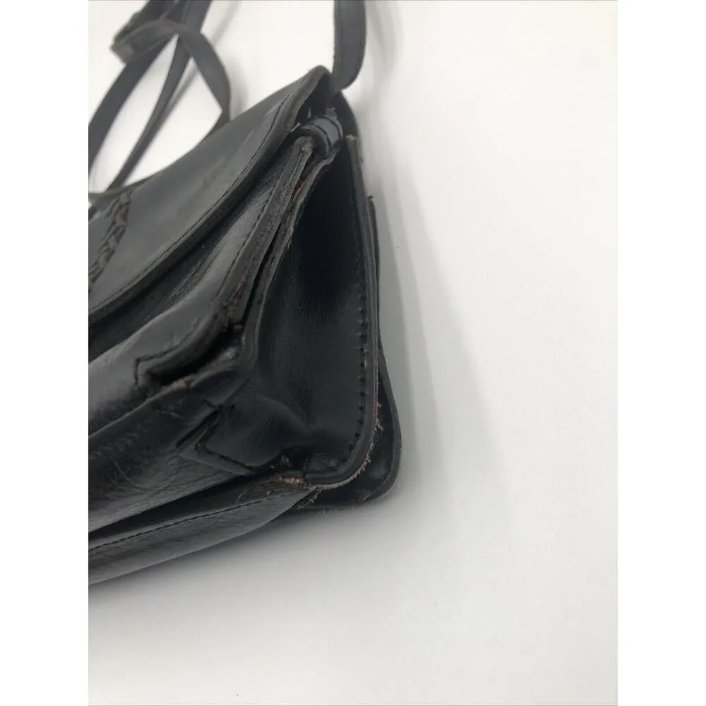 Patricia Nash Bianco Crossbody Organizer Black Leather Purse Handbag - Image 4