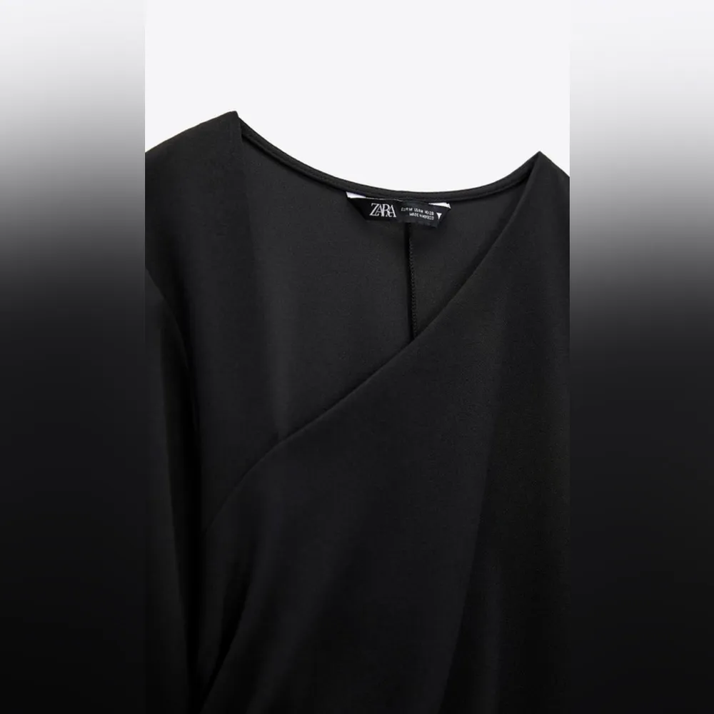 Zara Blogger’s Favorite Black Asymmetric Neck Midi Slit Draped Dress Size M - Image 13