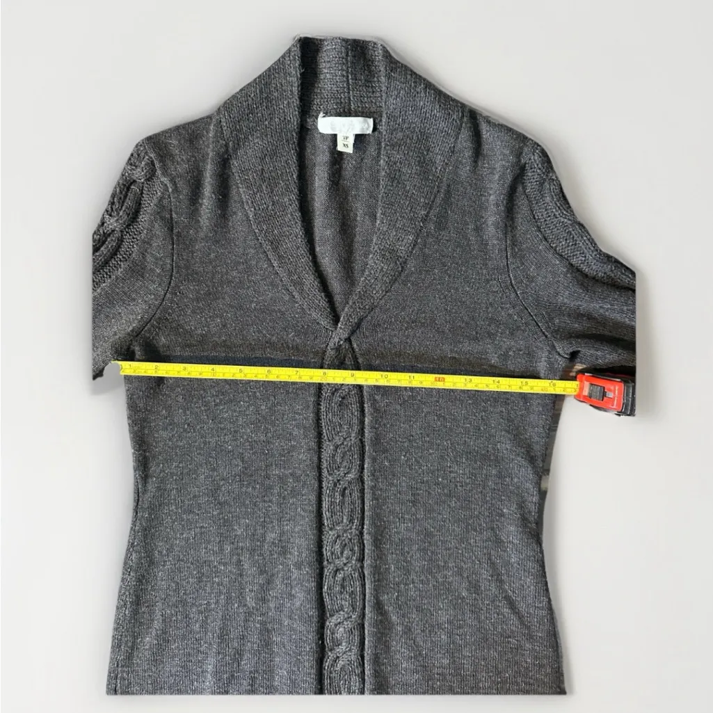 Badgley Mischka Women Sweater Dress Wool Cashmere Cable Knit Long Sleeve Gray XS - Image 6