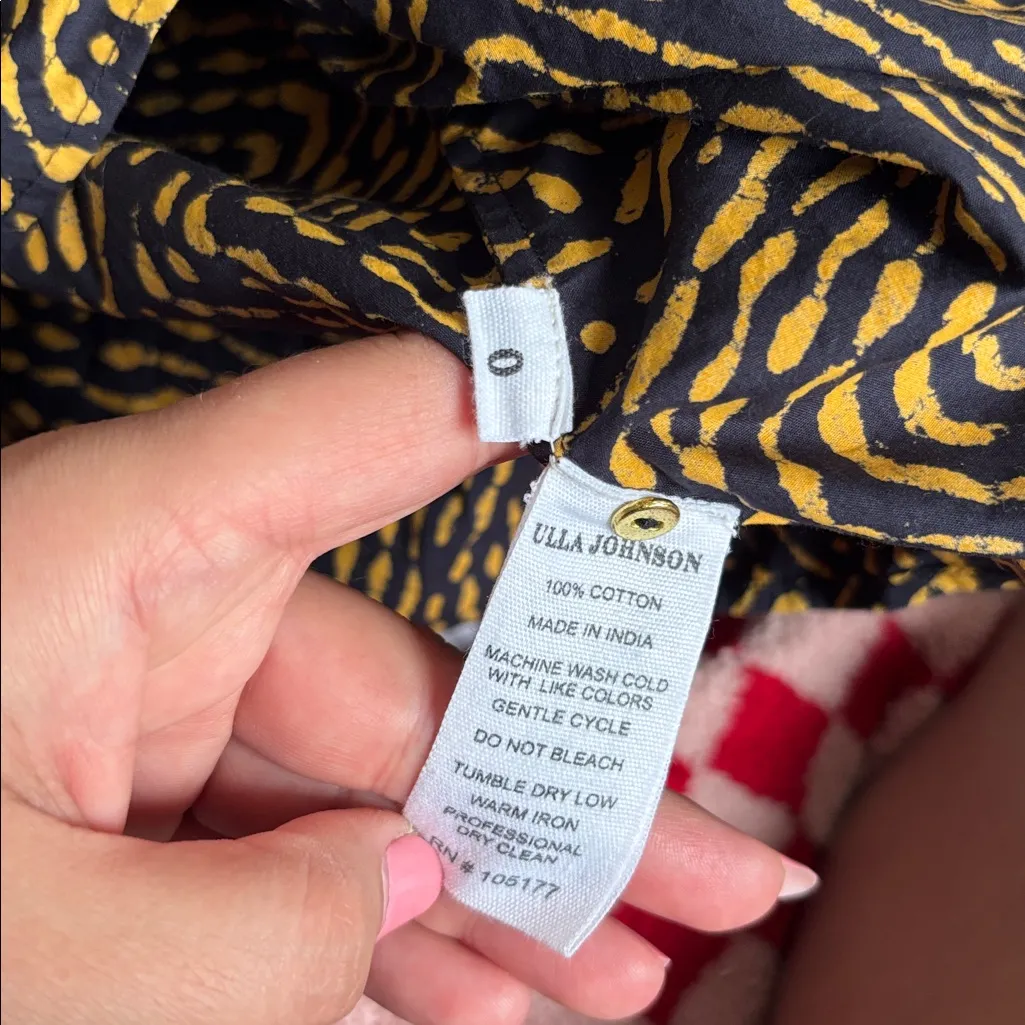 Ulla Johnson Black & Yellow Print Macie Top with Flutter Sleeves - Image 5