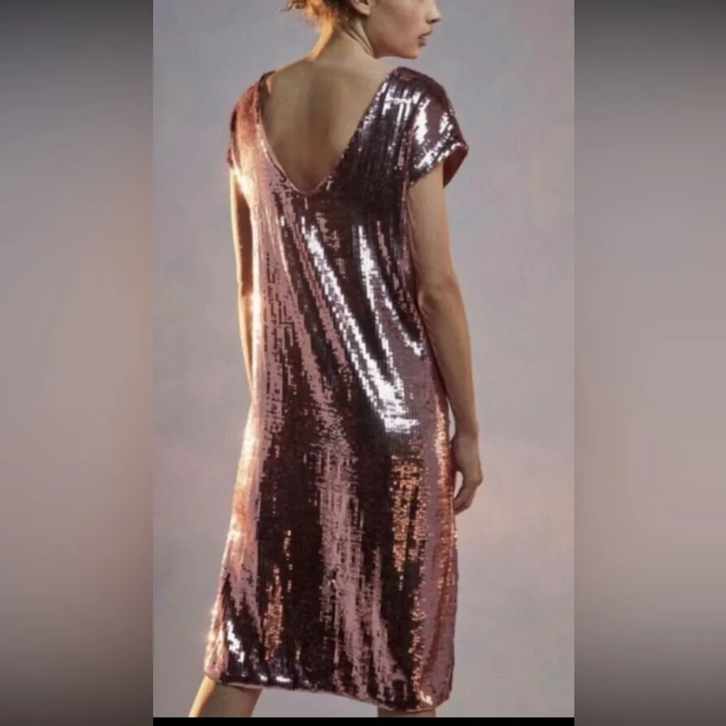 Maeve Shimmering Pink Sequin Dress - Image 6