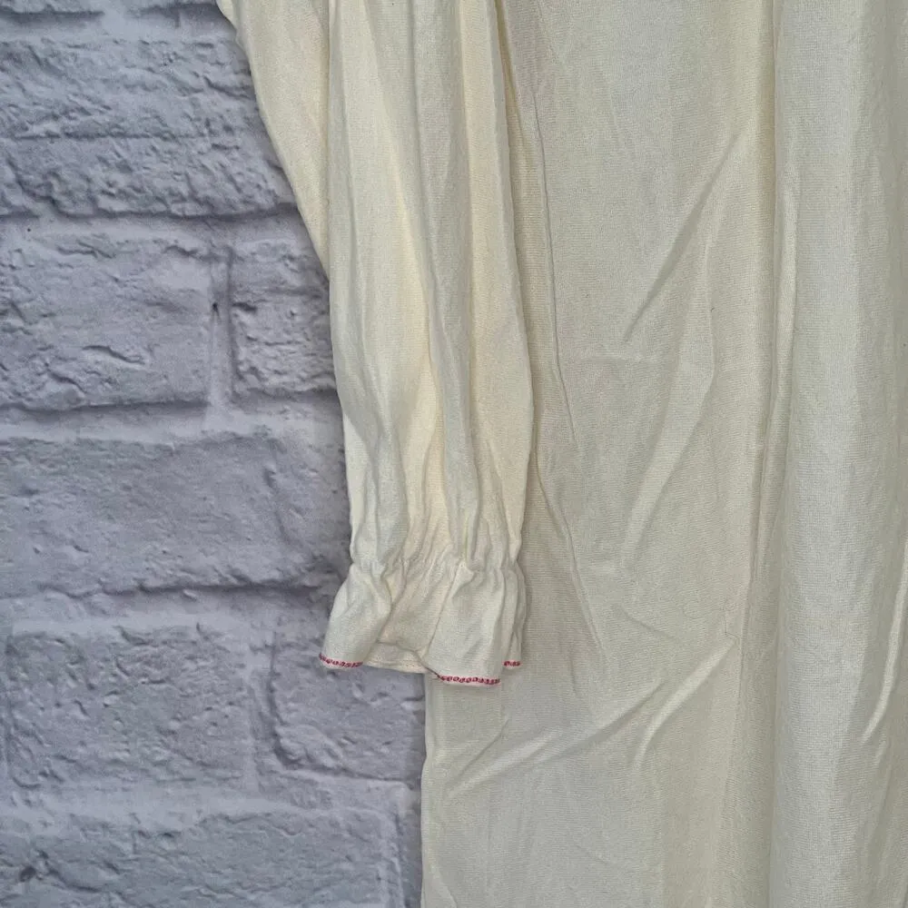 Vintage Prom'n Nod Long Sleeve Short Nightgown Beige Floral 60s Nylon Blend M Size M - Image 2