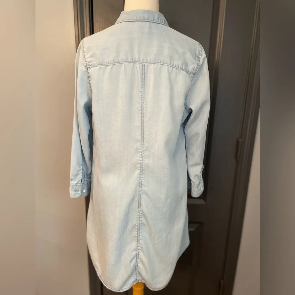 H&M &Denim Coastal Cottagecore Lagenlook Light Denim Shirt Dress - Image 3