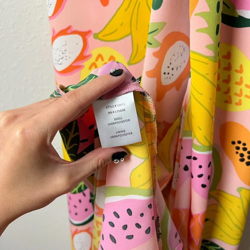 hutch anthropologie watermelon tropical fruit print hi low wrap maxi dress - Image 6