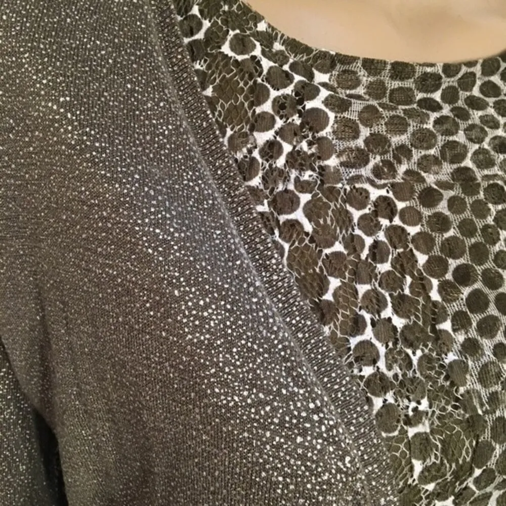 Chico's Olive Green & Cream Top & Jacket Polka Dot Animal Print Twinset 0 S 4 - Image 5