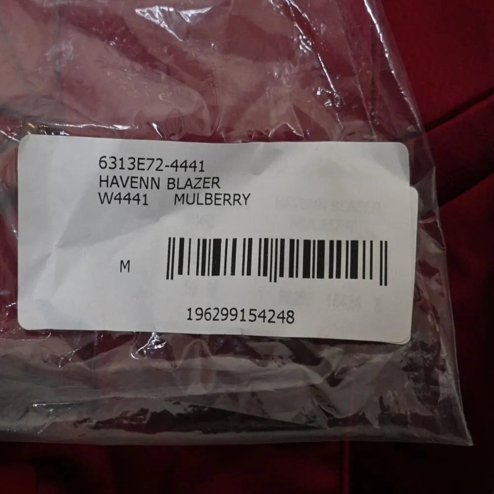 PAIGE Womens M Havenn Tie Waist Lined Satin Blazer in Mulberry NEW - Image 12