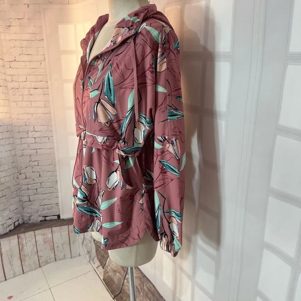 Calia by Carrie underwood pink floral windbreaker jacket size medium - Image 4
