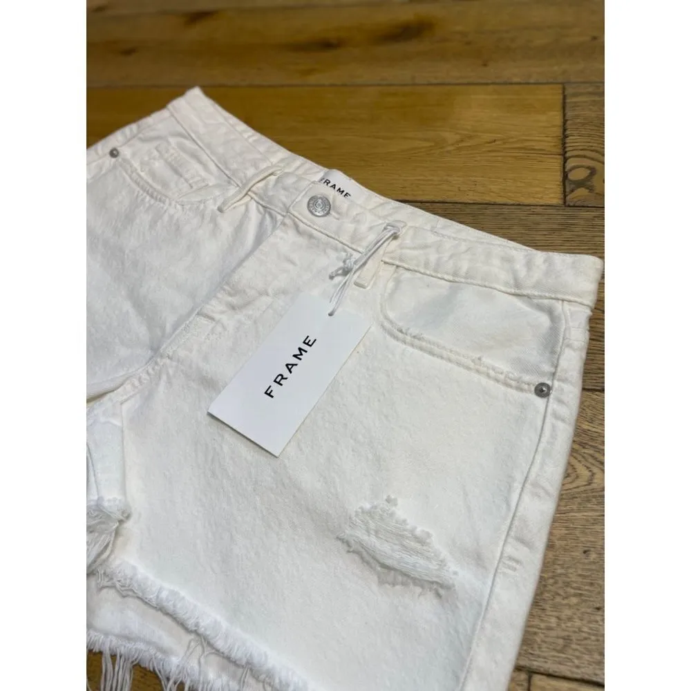 Frame Denim Le Grand Garcon Short Blanc Shred Womens Size 28 - Image 5