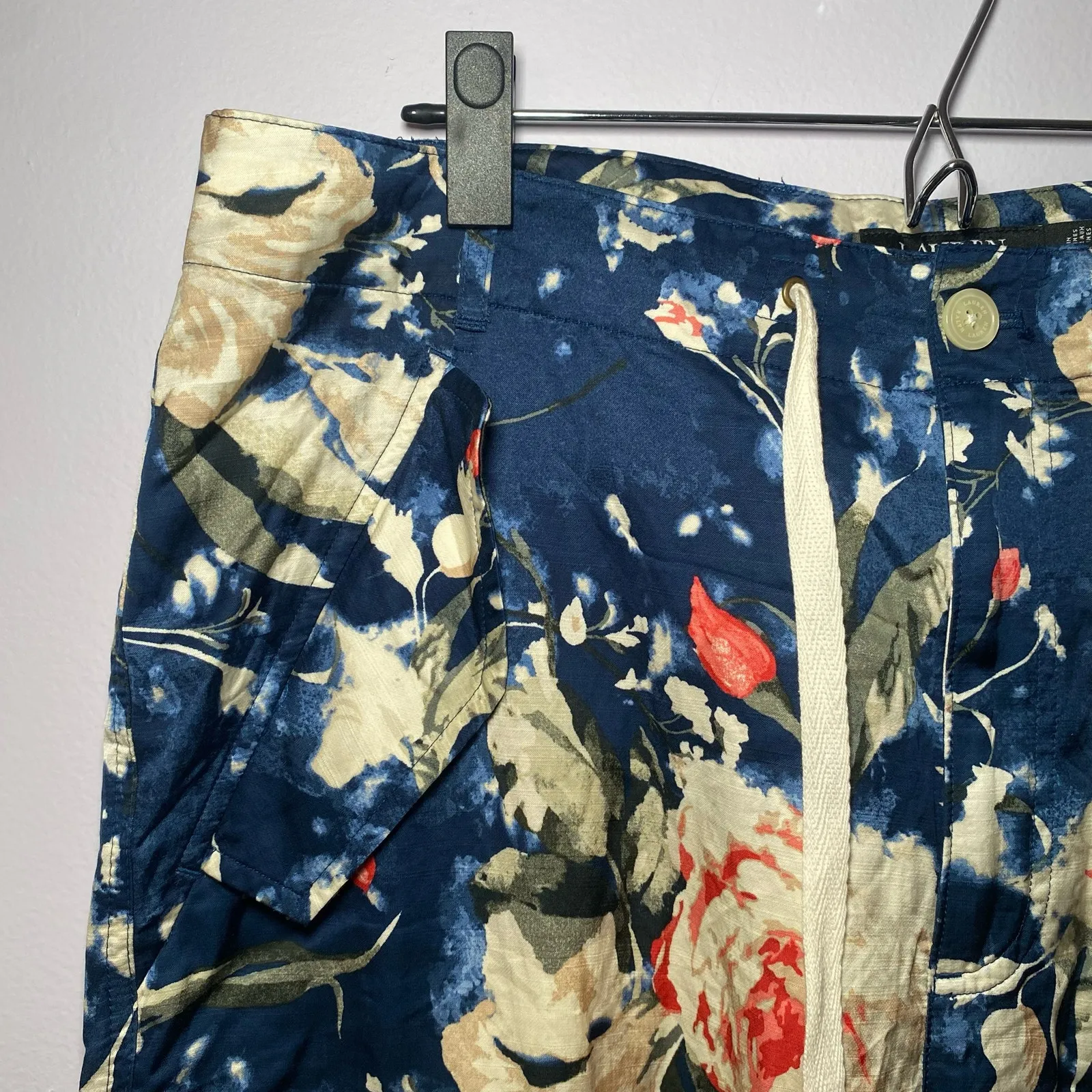 NWT Ralph Lauren Black Label Blue Floral Shantung Cargo Ankle Pant Women size 12 - Image 5