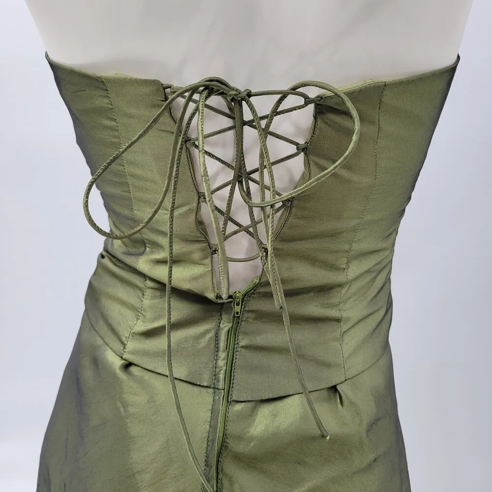 Vintage Zum Zum Prom Dress 7/8 Green Fairy Whimsigoth Bubble Hem Pick Up Skirt - Image 11