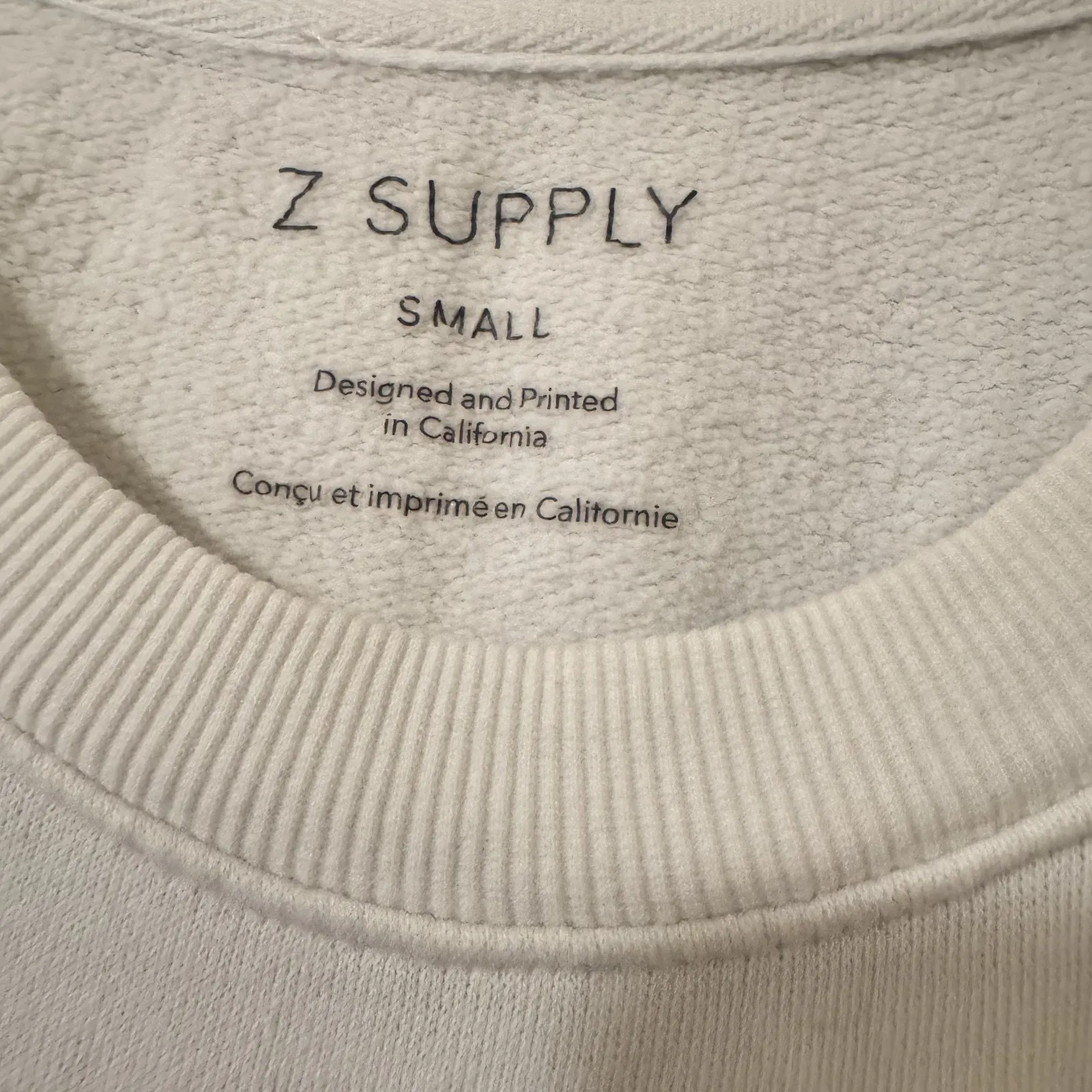 Z Supply Womens Cream Sweatshirt Bon Voyage Graphic Crewneck Size S Lounge - Image 3