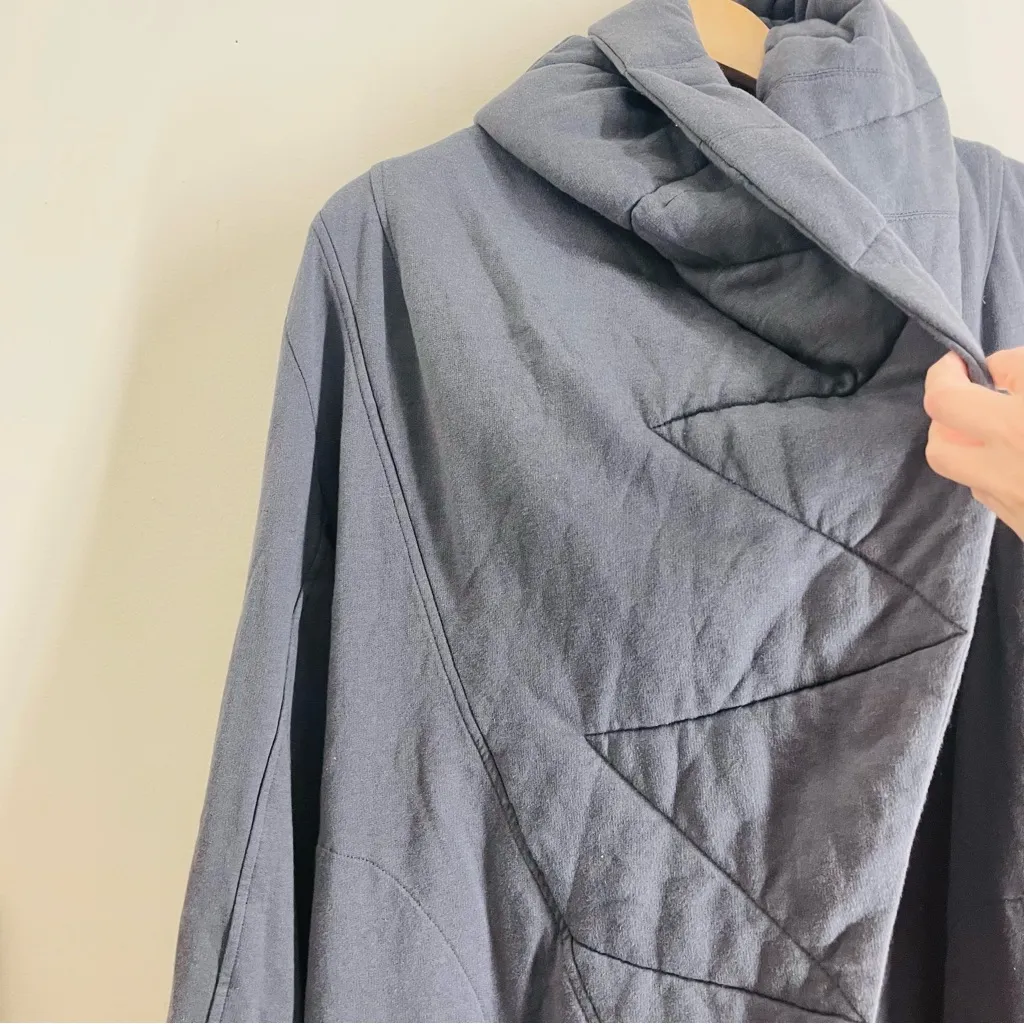 Young Fabulous & Broke Sandrine Coat Drape Hooded Quilted Jacket Grey Size M/L - Image 7