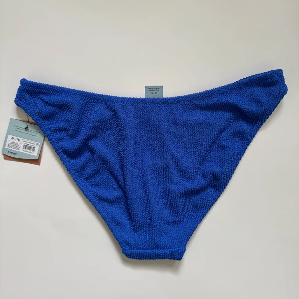 Shade & Shore Royal Blue Bikini Bottoms NWT Size XL Low Rise High Leg Cheeky - Image 2