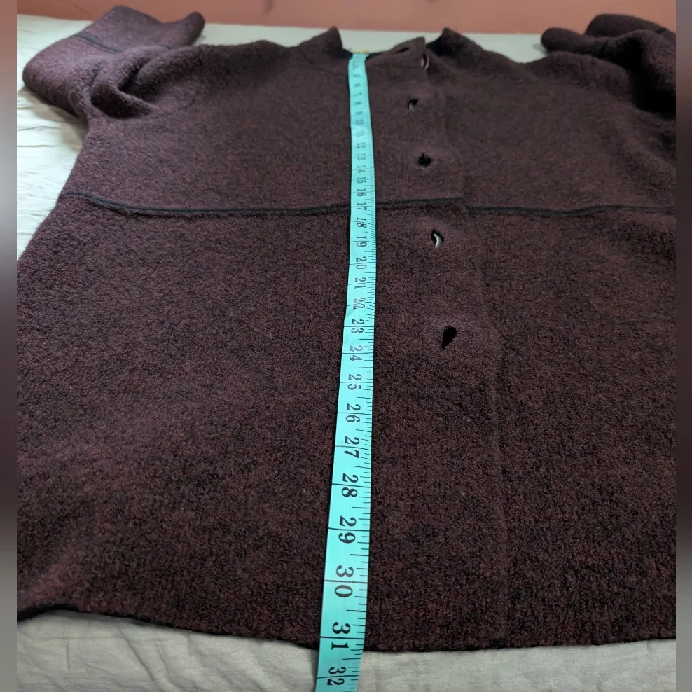 Vintage Margret O'Leary Wool Blend Knit Cardigan Women's Large Mauve/Black - Image 6