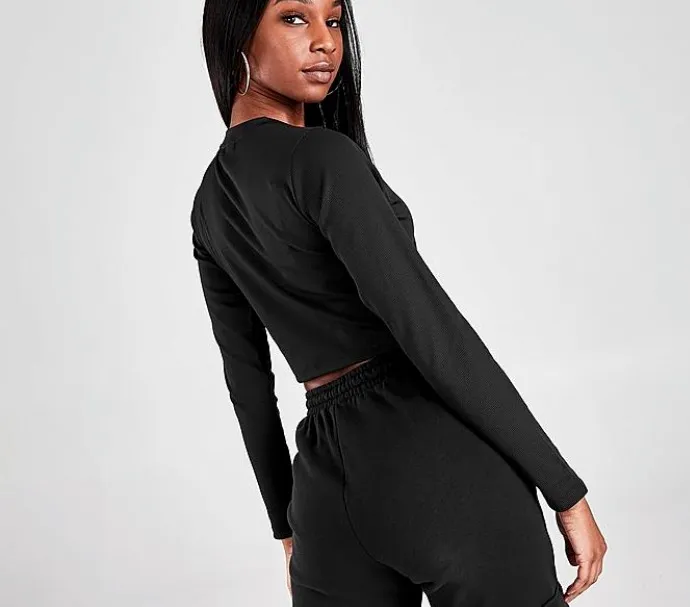 Adidas Originals Outline Ribbed Crop Long-Sleeve Shirt  Size XS - Image 4