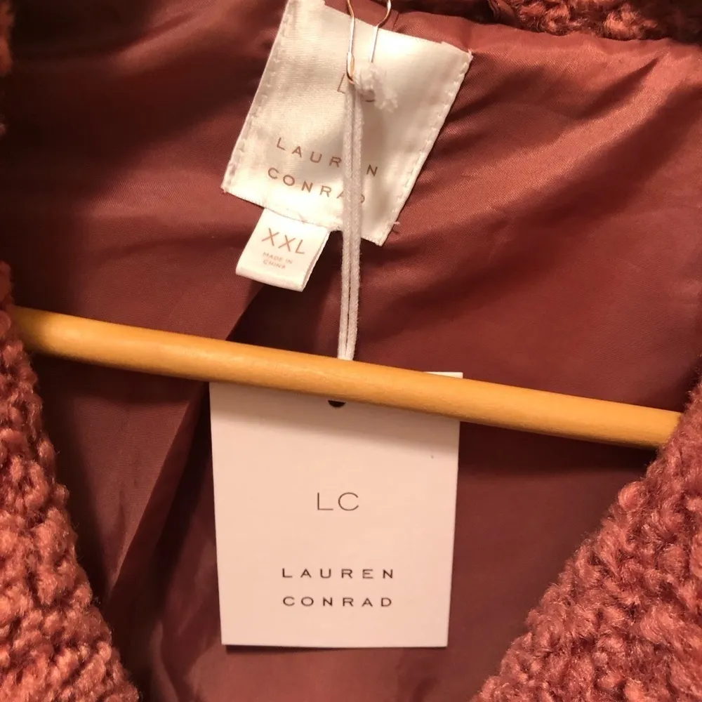 Lauren Conrad Shabby Teddy Coat Double Breasted Sz XXL Mauve Furry Cozy Fall NWT - Image 5