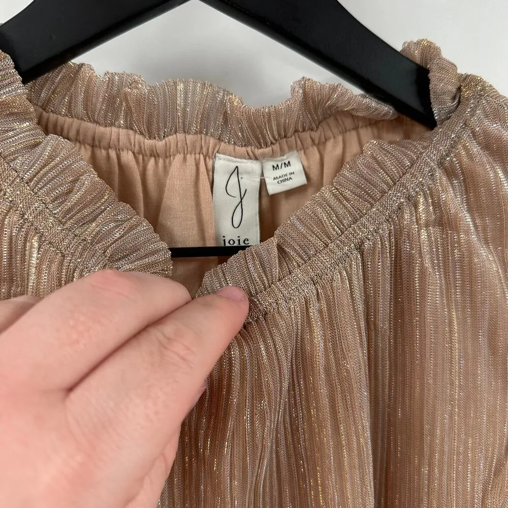 Joie Shimmer Holiday Blouse in Beige Size Medium - Image 7
