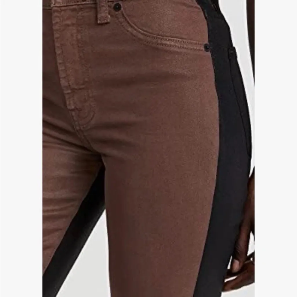 7 for all Mankind HW Cropped Straight Brown w/Coated Black 2-Toned Pants 26 NWT - Image 6